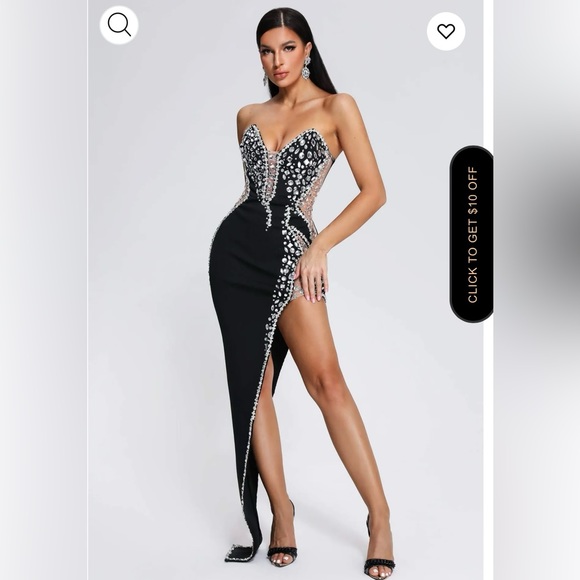 Porsha Diamonate Strapless Maxi Bandage Dress - Picture 1 of 6